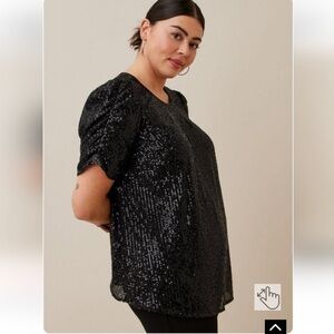TORRID - Sequin Ruched Sleeve Top - Size 0 | 0X | 12